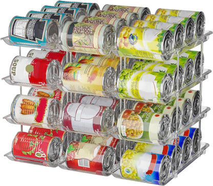 Can Organizer For Pantry, Adjustable Height And Width Canned Goods Organizer, Soup Can Organizer Holds Up to 60 Cans for Kitchen Cabinet or Refrigerator(CLear 5 Tier)