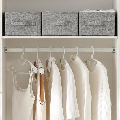 Linen Folding Storage Bins, 3 Pack Large Storage Baskets, Washable, Clothing Storage Bins with Handle, Closet Organizer for Storage Sweater,Sheets(Beige, 18½"x11 x8½)