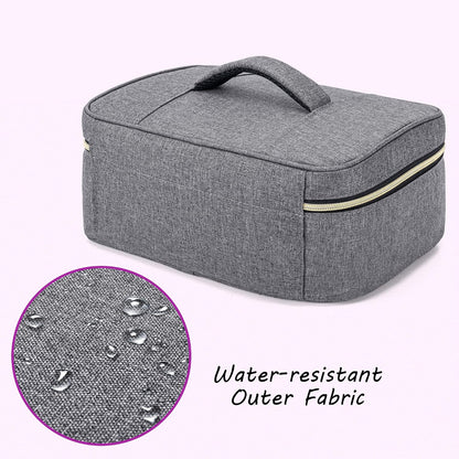CURMIO Essential Oil Storage Case for 40 Bottles (5ml-30ml), Essential Oils Organizer Case with 2 Detachable Visible Pouches and Portable Handle, Patented Design, Gray (Bag Only)