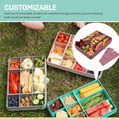 melii Snackle Box |12-Compartment Snack Container with Removable Dividers, BPA-Free Food Storage for Travel, School & On-the-Go Snacks, Kids & Family Organizer (Grey)