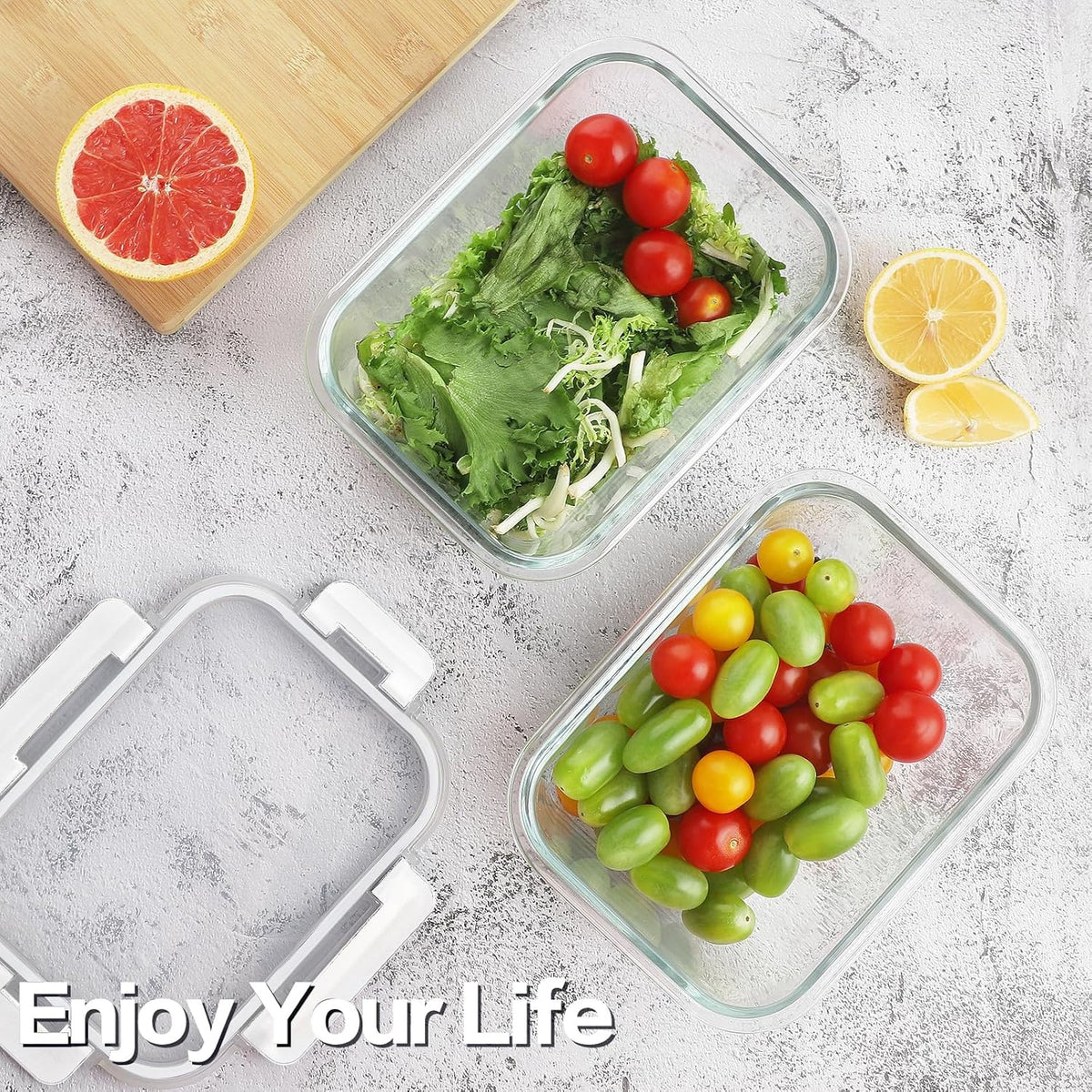 36oz Large Glass Meal Prep Containers with lids, Glass Food Storage Containers with Leak Proof Snap Lock Lids, Airtight Bento lunch Boxes, Kitchen Storage, Oven, Freezer and Dishwasher Safe