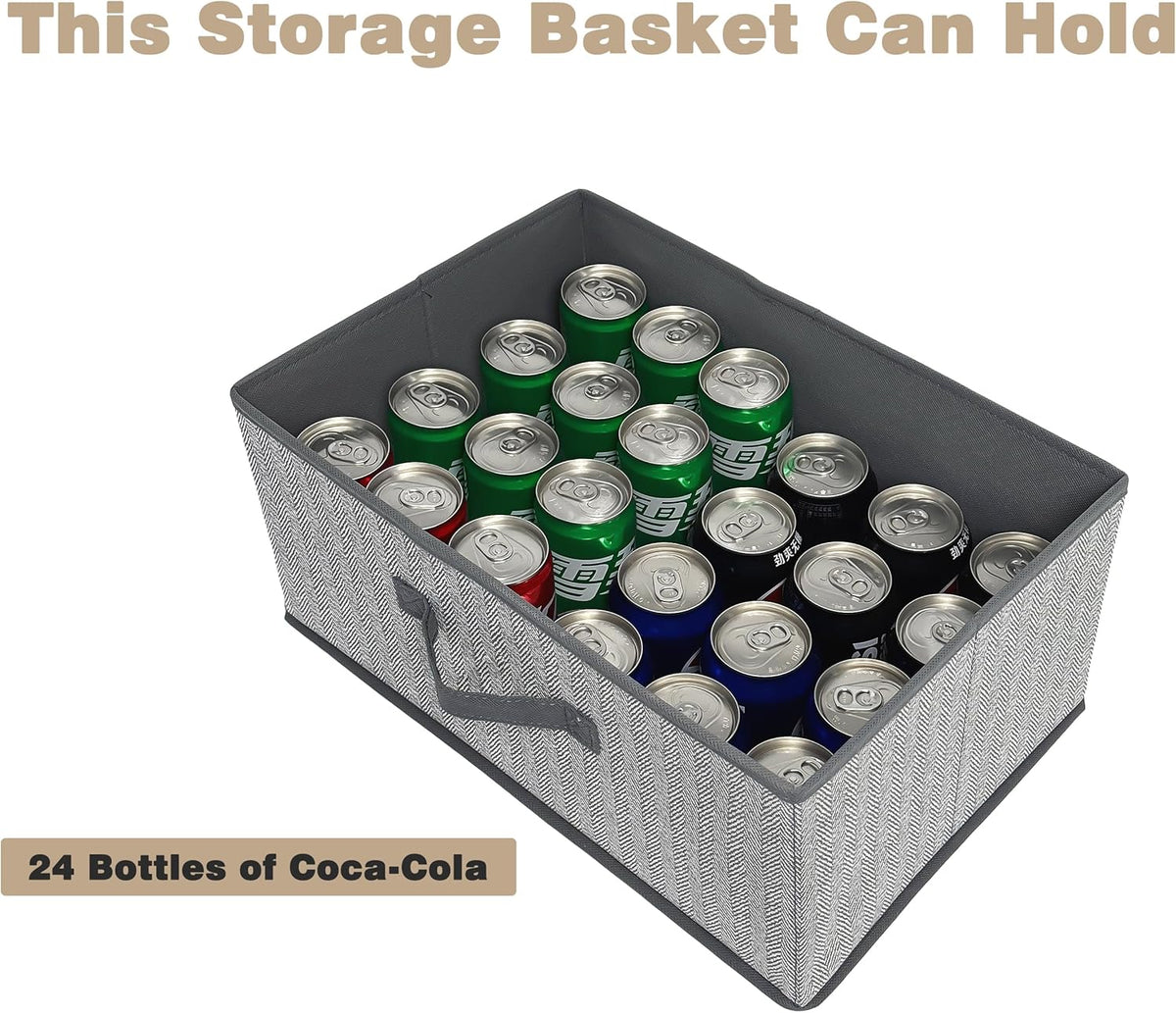 Storage Baskets, 11-Inch Woven Fabric Bins, Storage Cubes with Reinforced Handles, Organizer Bins for Closet Shelves, Foldable, for Toys, Clothes, Natural Beige (3PCS/Beige-11*11*7.8inch)