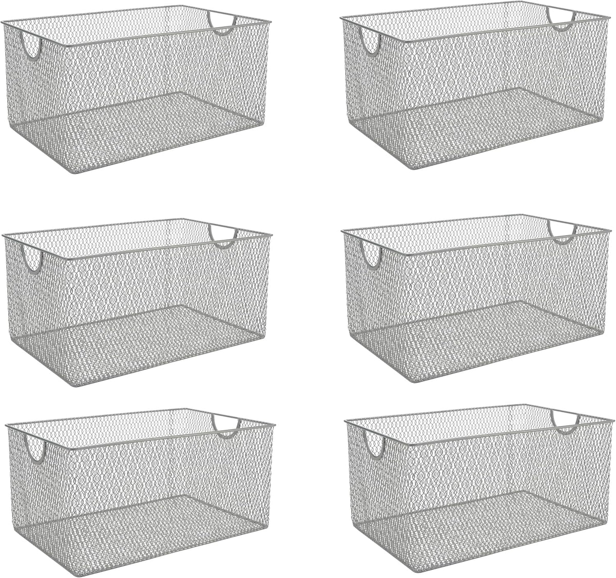 YBM HOME Kitchen Pantry Organizer Wire Baskets for Shelves, Cabinets, Pantry, Countertop, Mesh Open Storage Bin Metal Basket for Organizing Food Supplies, 3 Pack, 12.1x7.8x5.8