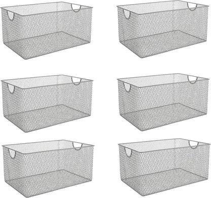 YBM HOME Kitchen Pantry Organizer Wire Baskets for Shelves, Cabinets, Pantry, Countertop, Mesh Open Storage Bin Metal Basket for Organizing Food Supplies, 3 Pack, 12.1x7.8x5.8
