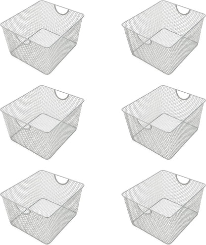 YBM HOME Kitchen Pantry Organizer Wire Baskets for Shelves, Cabinets, Pantry, Countertop, Mesh Open Storage Bin Metal Basket for Organizing Food Supplies, 3 Pack, 12.1x7.8x5.8