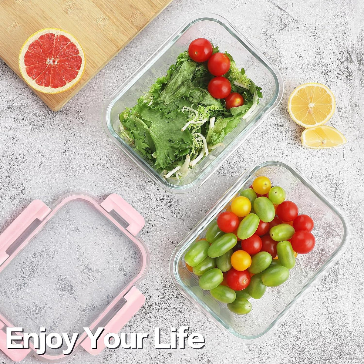 36oz Large Glass Meal Prep Containers with lids, Glass Food Storage Containers with Leak Proof Snap Lock Lids, Airtight Bento lunch Boxes, Kitchen Storage, Oven, Freezer and Dishwasher Safe