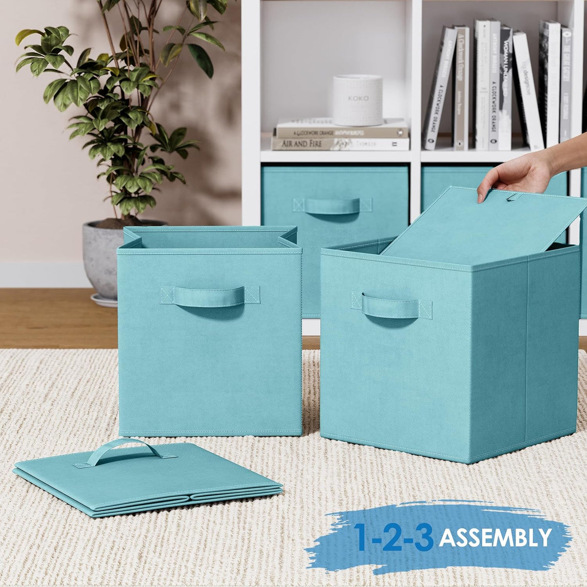 Storage Cubes Pack Of 8 - Standard Size Cube Storage Bin 10.5x10.5x11 With Dual Handles For Easy Carrying- Fabric Storage Bins Collapsible (Black)
