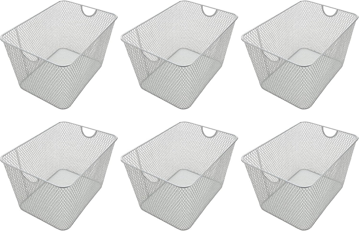 YBM HOME Kitchen Pantry Organizer Wire Baskets for Shelves, Cabinets, Pantry, Countertop, Mesh Open Storage Bin Metal Basket for Organizing Food Supplies, 3 Pack, 12.1x7.8x5.8