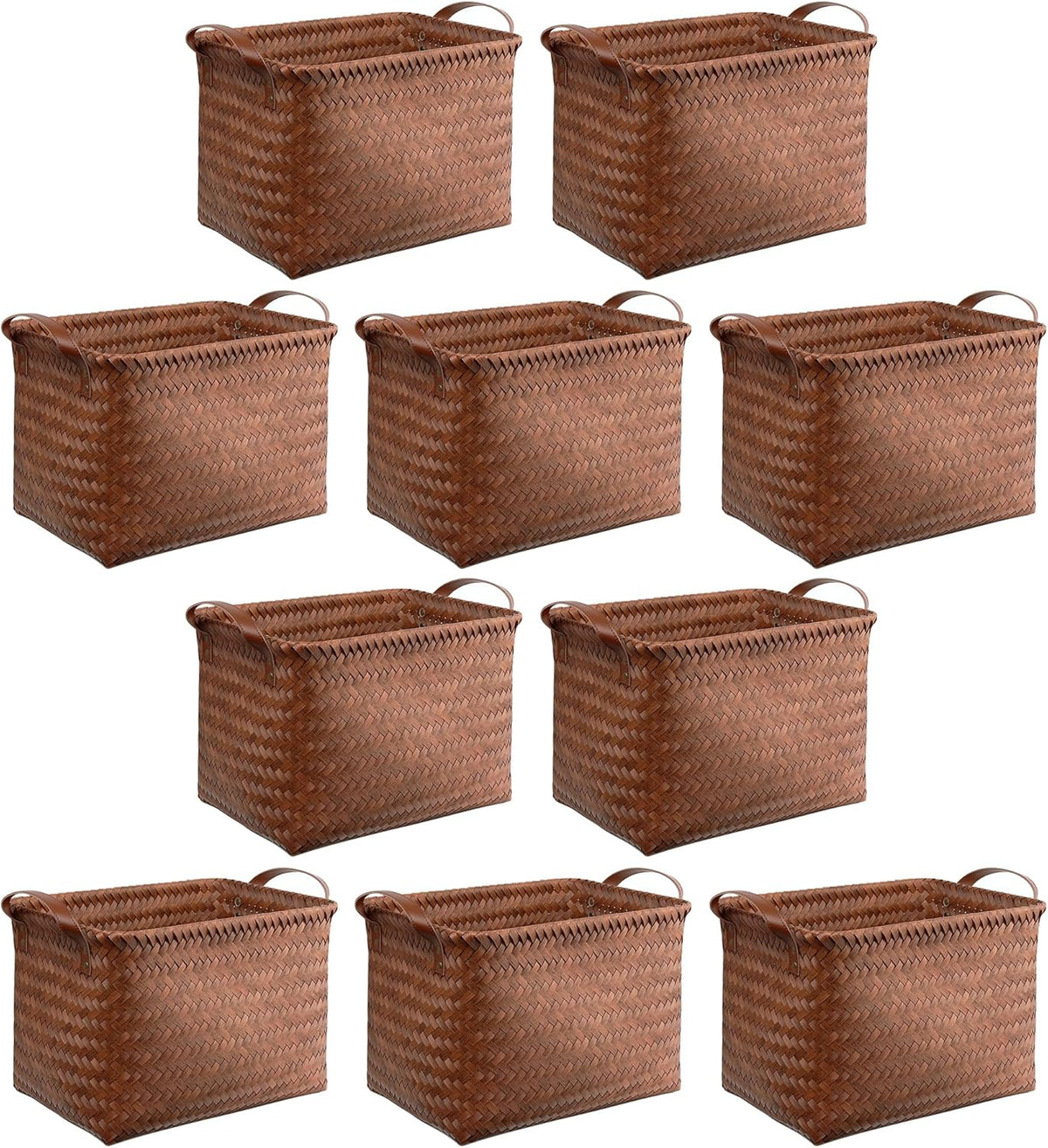 BROWNLILY Handwoven Clothes Basket Laundry Hampers Large Wicker Storage Baskets for Shelves Blankets Closet Storage Bins Car Bedroom Bathroom Organizers and Storage Bath (Pack of 4, Brown)