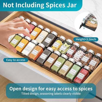 BOIVSHI Spice Drawer Organizer, 4 Tier Metal Spice Organizer for Drawer Insert, Spice Organization for Drawer, Kitchen, Countertop, Pantry (Jars Not Included)