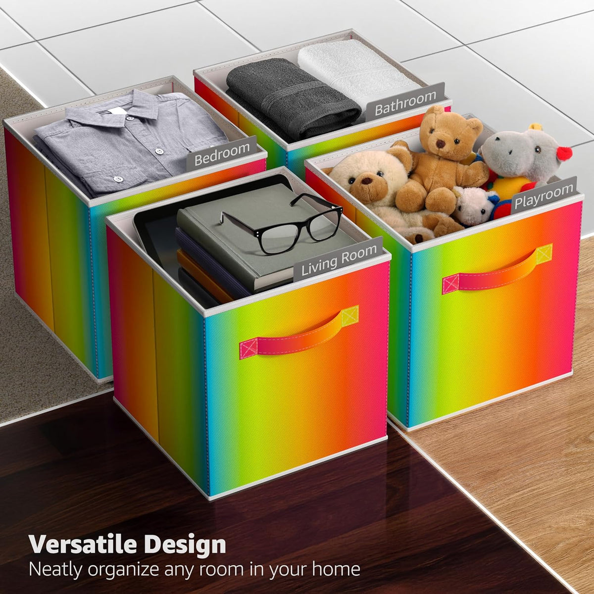 Sorbus Fabric Storage Cubes - 6 Foldable Storage Bins for Organizing Pantry, Cubbies, Toy Box - Clothes Storage & Closet Organizer - 13 Inch Collapsible Cube Baskets for Shelves with Handle