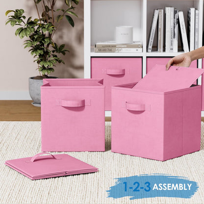 Storage Cubes Pack Of 8 - Standard Size Cube Storage Bin 10.5x10.5x11 With Dual Handles For Easy Carrying- Fabric Storage Bins Collapsible (Black)