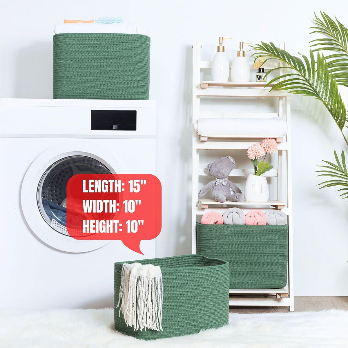 MINTWOOD Design 3-Pack Decorative Woven Storage Baskets for Shelves, Cube Bin Box for Organizing Books, Shoes, Dog Toys, Pantry Closet and Living Room Organizer, Oatmeal Brown