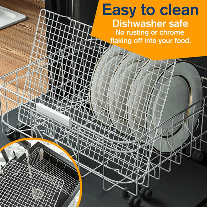2PCS Cooling Racks for Cooking and Baking - 10" x 15"Heavy Duty Stainless Steel Wire Rack for Baking, Grilling, Roasting - Oven & Dishwasher Safe - Fits Jelly Roll Sheet Pan-Silver