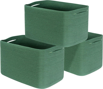MINTWOOD Design 3-Pack Decorative Woven Storage Baskets for Shelves, Cube Bin Box for Organizing Books, Shoes, Dog Toys, Pantry Closet and Living Room Organizer, Oatmeal Brown
