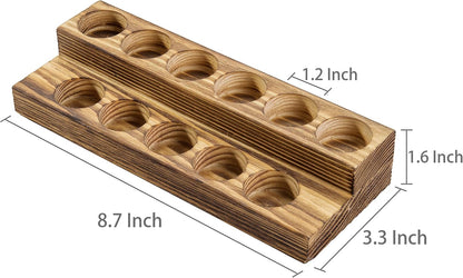 MyGift 8.5 Inch Rustic Burnt Solid Wood Essential Oil Holder Stand with 2 Tier Display, Vanity Tabletop Cosmetic Storage Organizer Rack, Holds 11 (20ml) Bottles