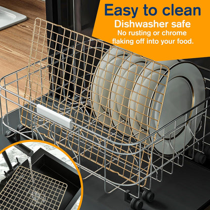 2PCS Cooling Racks for Cooking and Baking - 10" x 15"Heavy Duty Stainless Steel Wire Rack for Baking, Grilling, Roasting - Oven & Dishwasher Safe - Fits Jelly Roll Sheet Pan-Silver