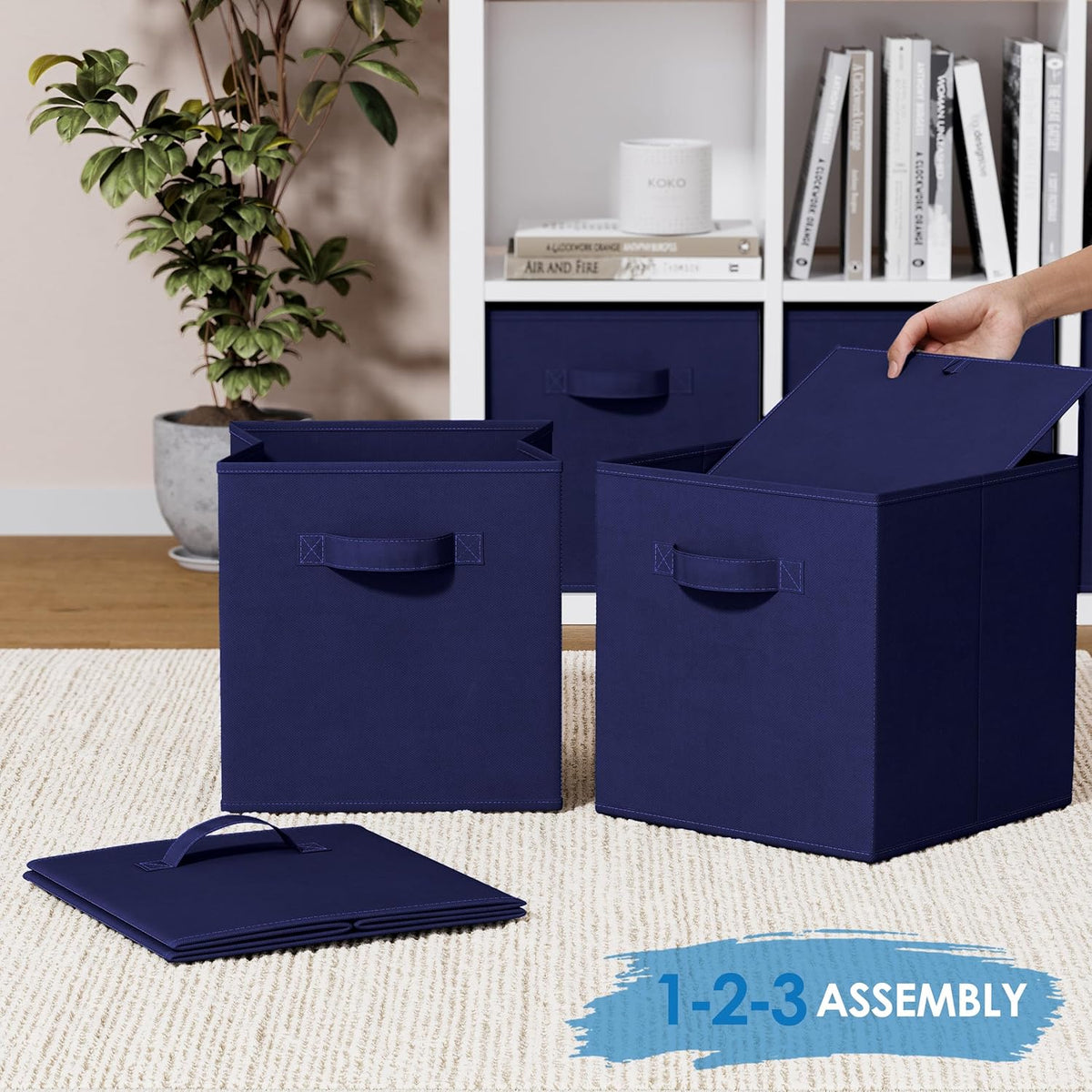 Storage Cubes Pack Of 8 - Standard Size Cube Storage Bin 10.5x10.5x11 With Dual Handles For Easy Carrying- Fabric Storage Bins Collapsible (Black)