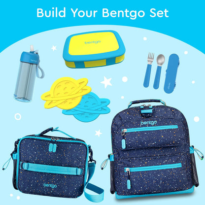 Bentgo Kids Bento-Style 5-Compartment Leak-Proof Lunch Box - Ideal Portion Sizes for Ages 3 to 7 - Durable, Drop-Proof, Dishwasher Safe, PFAS & BPA-Free & Made with Food-Safe Materials (Blue)