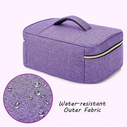 CURMIO Essential Oil Storage Case for 40 Bottles (5ml-30ml), Essential Oils Organizer Case with 2 Detachable Visible Pouches and Portable Handle, Patented Design, Gray (Bag Only)