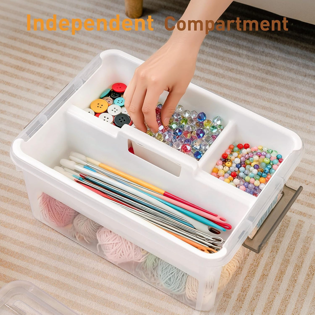 Citylife 17 QT Plastic Storage Box with Removable Tray Craft Organizers and Storage Clear Storage Container for Organizing Bead, Tool, Sewing, Playdoh