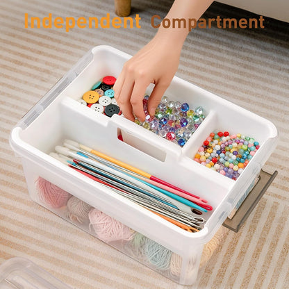 Citylife 17 QT Plastic Storage Box with Removable Tray Craft Organizers and Storage Clear Storage Container for Organizing Bead, Tool, Sewing, Playdoh