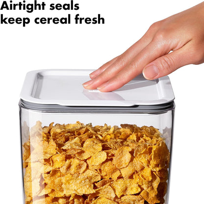 OXO Good Grips Countertop Cereal Dispenser | erfect for cereal, oatmeal, snacks. One-handed dispensing. Airtight dual-seal freshness. Dishwasher safe. 5.5 qt capacity.