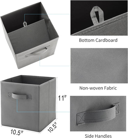 MAX Houser Fabric Storage Bins Cubes Baskets Containers with Dual Plastic Handles for Home Closet Bedroom Drawers Organizers, Flodable, Blue, Set of 4
