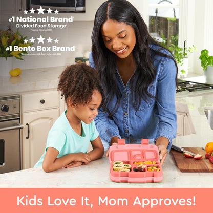 Bentgo Kids Bento-Style 5-Compartment Leak-Proof Lunch Box - Ideal Portion Sizes for Ages 3 to 7 - Durable, Drop-Proof, Dishwasher Safe, PFAS & BPA-Free & Made with Food-Safe Materials (Blue)