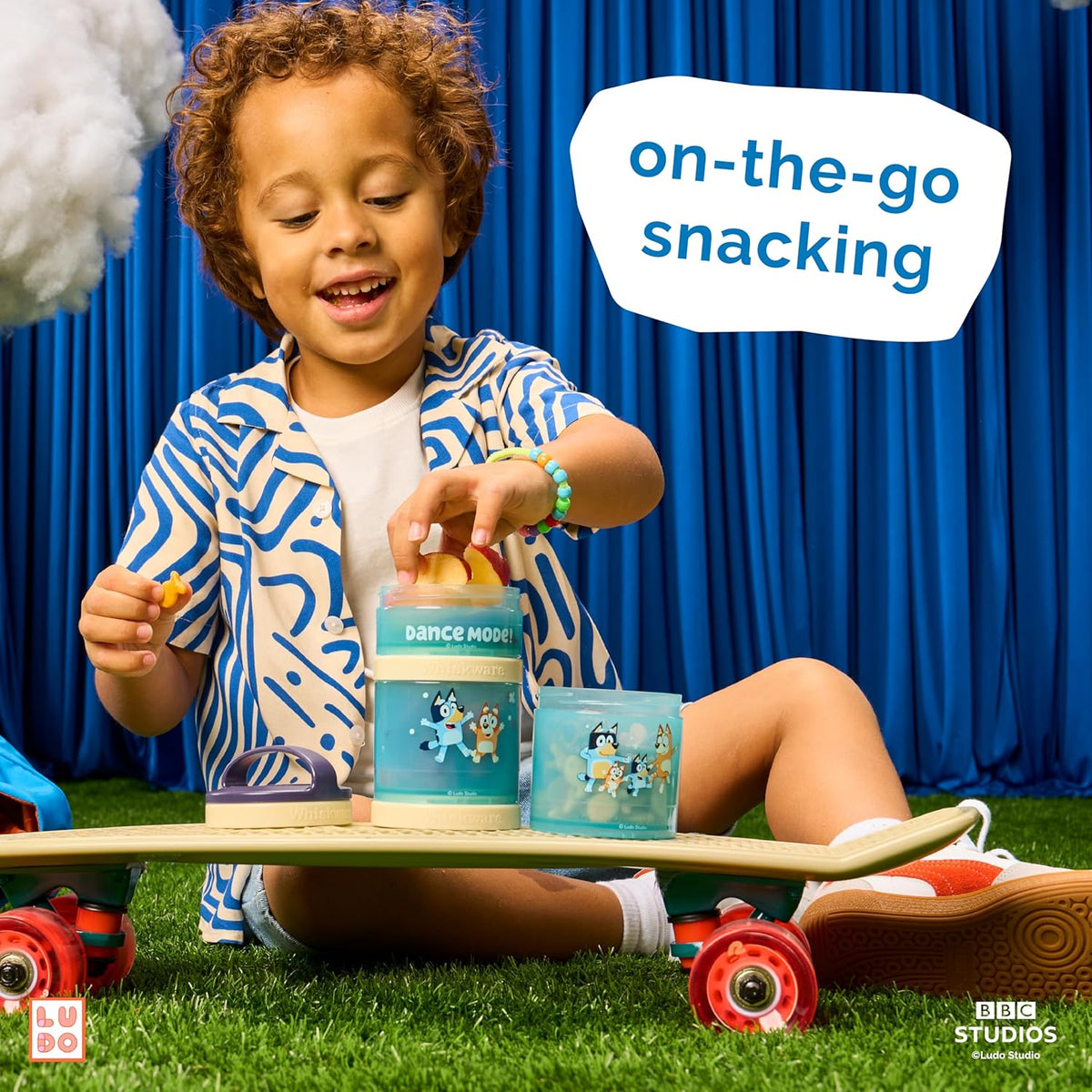 Whiskware Bluey Stackable Snack Containers for Babies, Toddlers, and Kids, 3 Stackable Snack Cups for School and Travel, Cupholder Friendly, Bluey and Bingo! Let’s Do This!