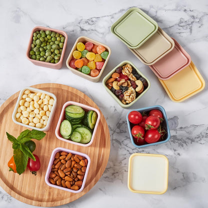 ISSEVE 6oz Silicone Snack Containers for Kids, Reusable Small Containers with Lids, Leak Proof Silicone Food Storage Containers, Stackable Kids Lunch Box for Daycare, School, Travel