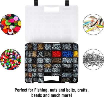 Stalwart - 75-ST6073 Portable Storage Case with Secure Locks and 55 Small Bin Compartments for Hardware, Screws, Bolts, Nuts, Nails, Beads, Jewelry and More by Black