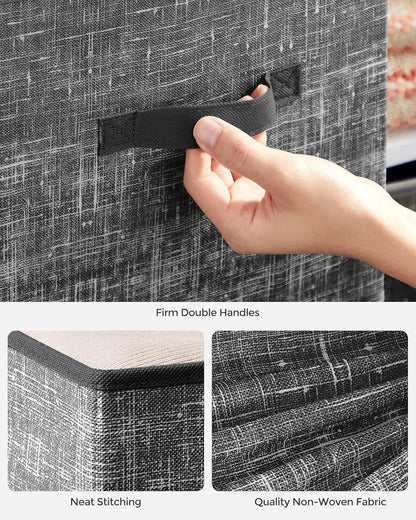 SONGMICS Storage Cubes, 11-Inch Non-Woven Fabric Bins with Double Handles, Set of 6, Closet Organizers for Shelves, Foldable, for Clothes, Cattail Gray UROB26LG