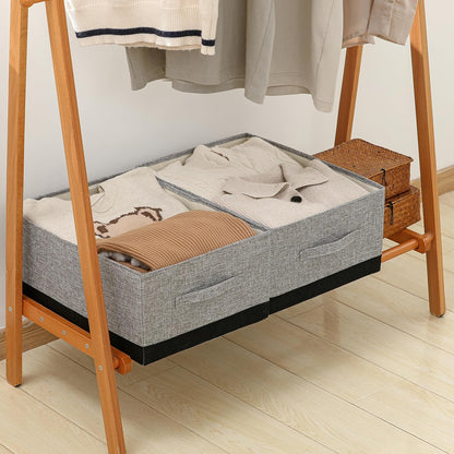 Linen Folding Storage Bins, 3 Pack Large Storage Baskets, Washable, Clothing Storage Bins with Handle, Closet Organizer for Storage Sweater,Sheets(Beige, 18½"x11 x8½)