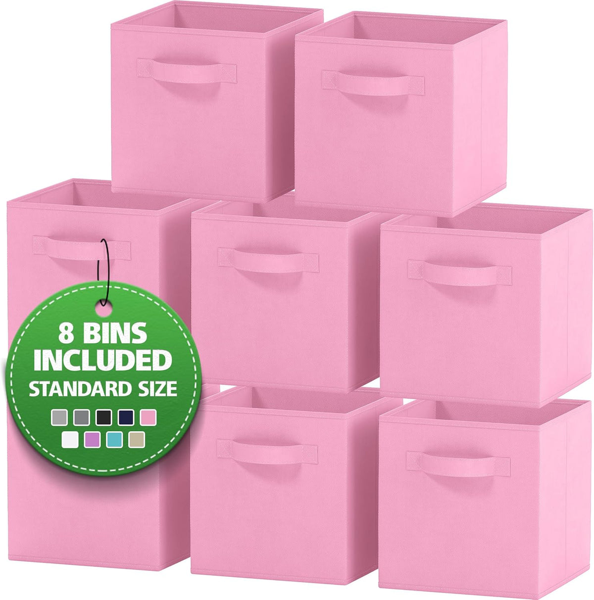 Storage Cubes Pack Of 8 - Standard Size Cube Storage Bin 10.5x10.5x11 With Dual Handles For Easy Carrying- Fabric Storage Bins Collapsible (Black)