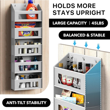 Simple Houseware Large Heavy Duty Over the Door Organizer with 5 Clear Window Pockets, 45 lbs Capacity for Pantry, Closet, Bathroom, Gray