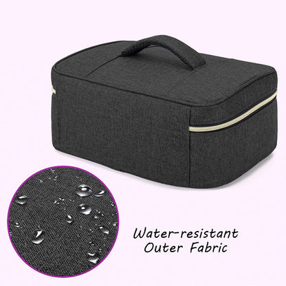 CURMIO Essential Oil Storage Case for 40 Bottles (5ml-30ml), Essential Oils Organizer Case with 2 Detachable Visible Pouches and Portable Handle, Patented Design, Gray (Bag Only)