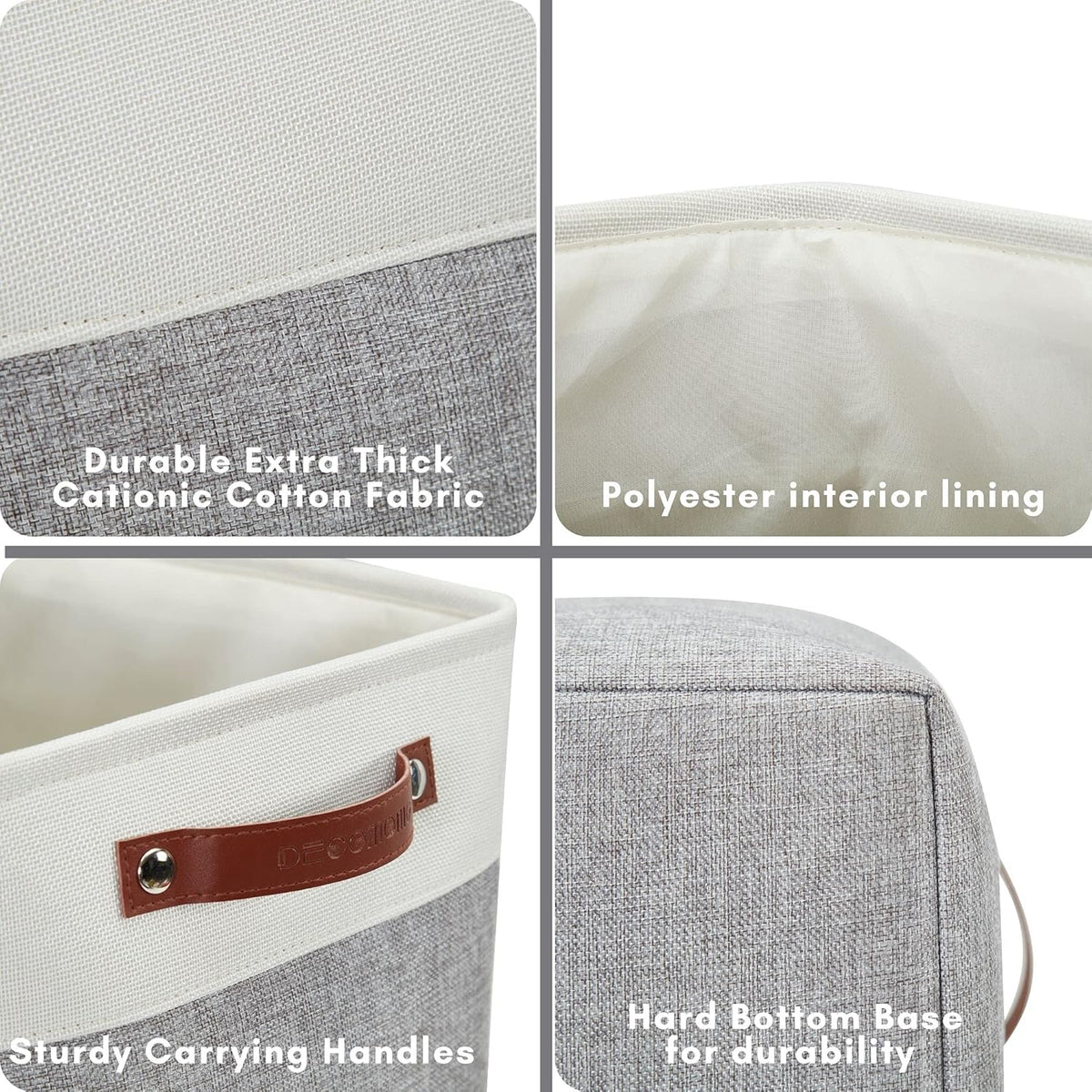 DECOMOMO Storage Bins, Large Fabric Storage Baskets for Shelves, Decorative Linen Closet Organizer, 15 x 11 x 9.5 inches (Beige & White, 3 Pack)