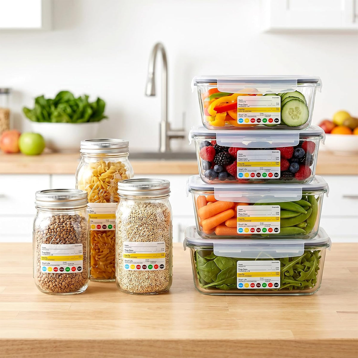 10 Rolls 2500 Pcs Restaurant Quality Shelf Life Food Rotation Labels Vinyl 2” x 3” Self-Adhesive Removable Freezer Food Labels Perfect for Reusable Containers Food Safety Date Sticker, Easy to Remove
