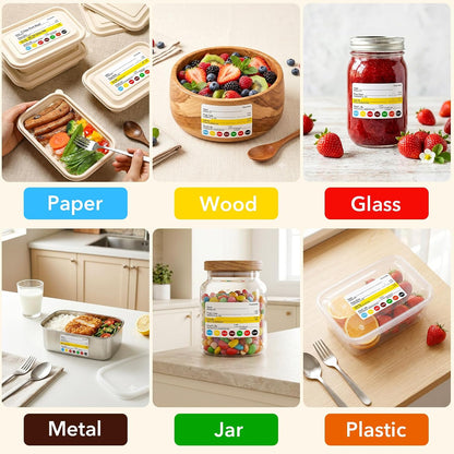 10 Rolls 2500 Pcs Restaurant Quality Shelf Life Food Rotation Labels Vinyl 2” x 3” Self-Adhesive Removable Freezer Food Labels Perfect for Reusable Containers Food Safety Date Sticker, Easy to Remove