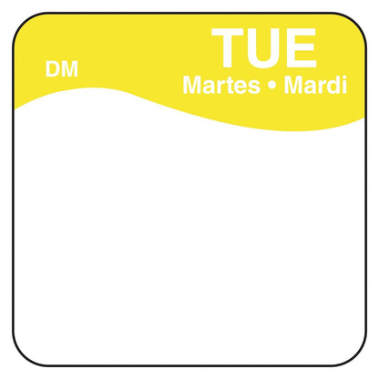DayMark Day of The Week 1" x 1" Dissolvable Label, TUE (Roll of 500)