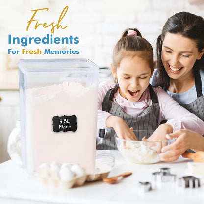 2 PC (9.5L | 321 Oz) Extra Large Bulk Food Storage Containers with Airtight Lids for Flour, Sugar, Rice, Cereal & Pasta - Leakproof, BPA-Free Plastic Canisters for Kitchen & Pantry Organization
