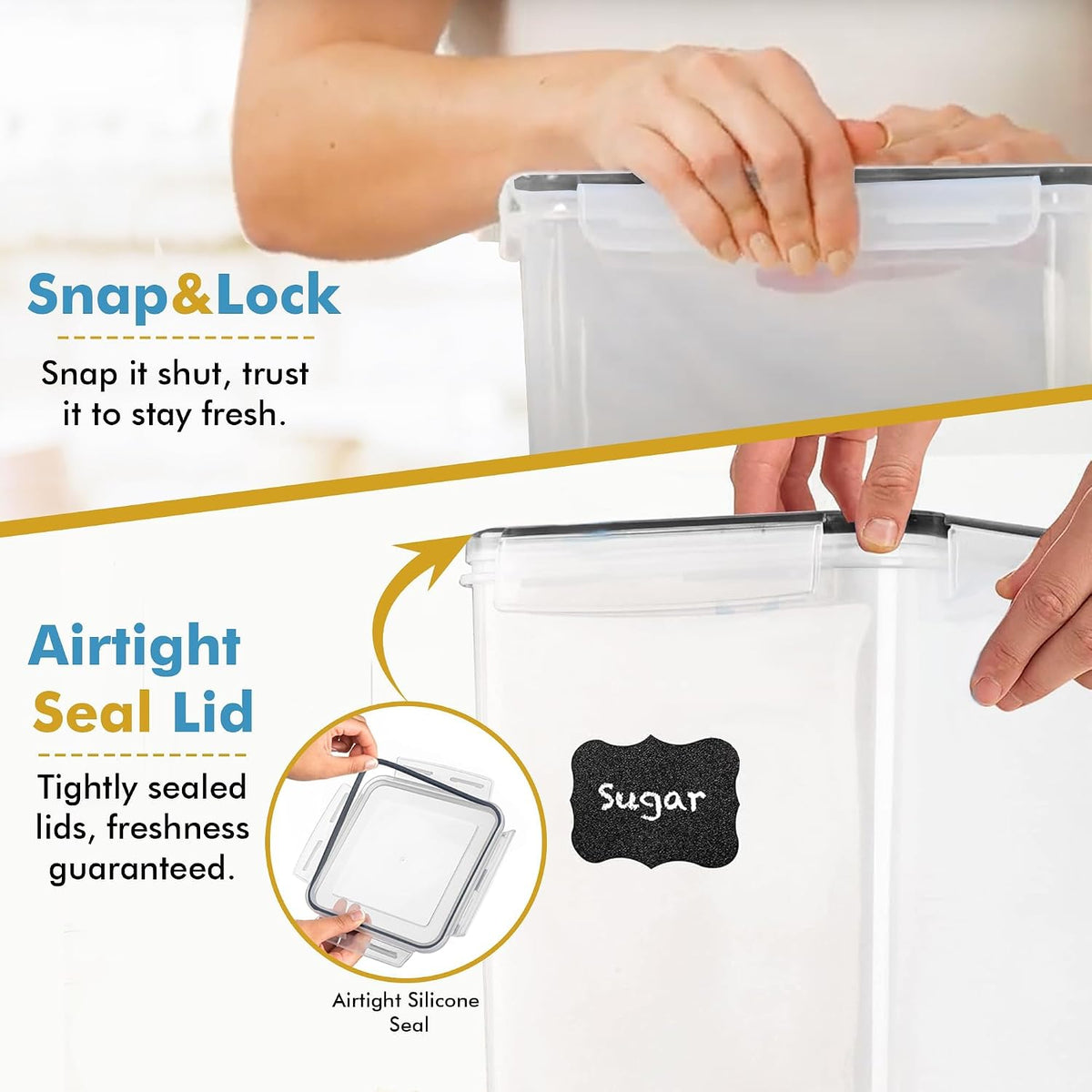 2 PC (9.5L | 321 Oz) Extra Large Bulk Food Storage Containers with Airtight Lids for Flour, Sugar, Rice, Cereal & Pasta - Leakproof, BPA-Free Plastic Canisters for Kitchen & Pantry Organization