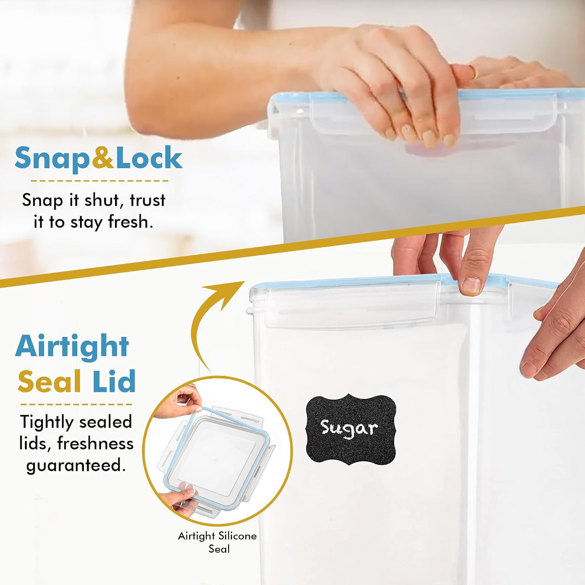2 PC (9.5L | 321 Oz) Extra Large Bulk Food Storage Containers with Airtight Lids for Flour, Sugar, Rice, Cereal & Pasta - Leakproof, BPA-Free Plastic Canisters for Kitchen & Pantry Organization