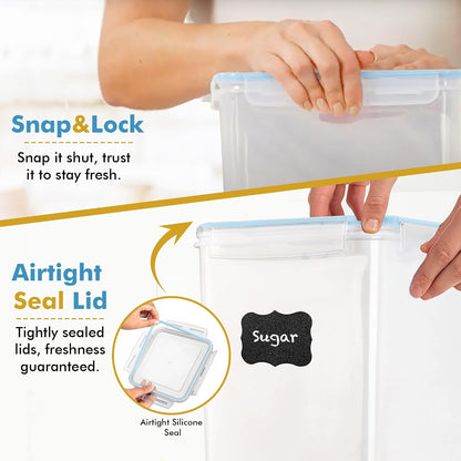 2 PC (9.5L | 321 Oz) Extra Large Bulk Food Storage Containers with Airtight Lids for Flour, Sugar, Rice, Cereal & Pasta - Leakproof, BPA-Free Plastic Canisters for Kitchen & Pantry Organization
