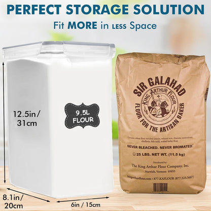 2 PC (9.5L | 321 Oz) Extra Large Bulk Food Storage Containers with Airtight Lids for Flour, Sugar, Rice, Cereal & Pasta - Leakproof, BPA-Free Plastic Canisters for Kitchen & Pantry Organization