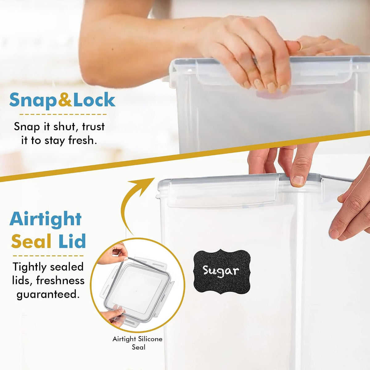 2 PC (9.5L | 321 Oz) Extra Large Bulk Food Storage Containers with Airtight Lids for Flour, Sugar, Rice, Cereal & Pasta - Leakproof, BPA-Free Plastic Canisters for Kitchen & Pantry Organization