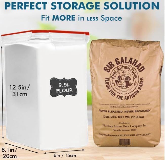 2 PC (9.5L | 321 Oz) Extra Large Bulk Food Storage Containers with Airtight Lids for Flour, Sugar, Rice, Cereal & Pasta - Leakproof, BPA-Free Plastic Canisters for Kitchen & Pantry Organization