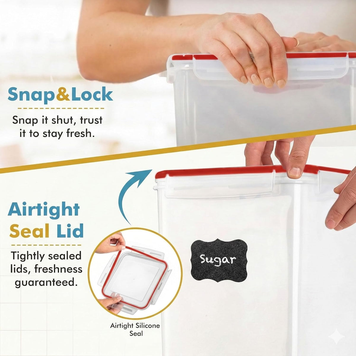 2 PC (9.5L | 321 Oz) Extra Large Bulk Food Storage Containers with Airtight Lids for Flour, Sugar, Rice, Cereal & Pasta - Leakproof, BPA-Free Plastic Canisters for Kitchen & Pantry Organization