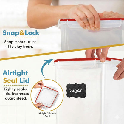 2 PC (9.5L | 321 Oz) Extra Large Bulk Food Storage Containers with Airtight Lids for Flour, Sugar, Rice, Cereal & Pasta - Leakproof, BPA-Free Plastic Canisters for Kitchen & Pantry Organization
